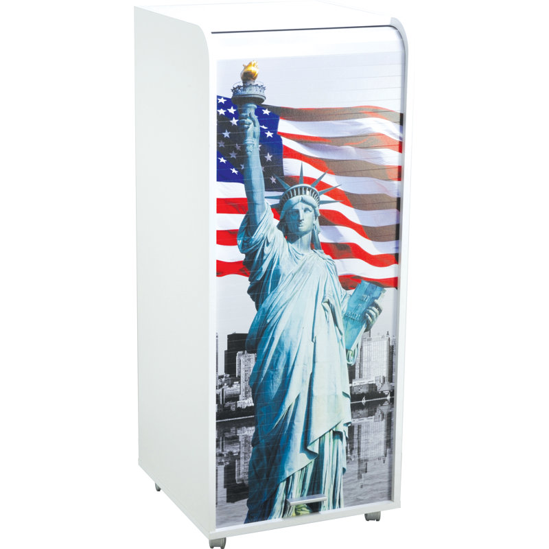 Graziella 1 -Door 3 -Drawer Filing, White Statue of Liberty