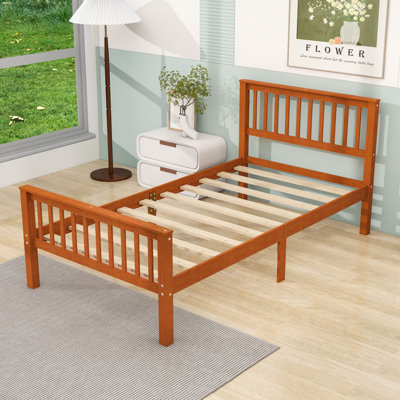 Twin Wood Platform Bed with Headboard