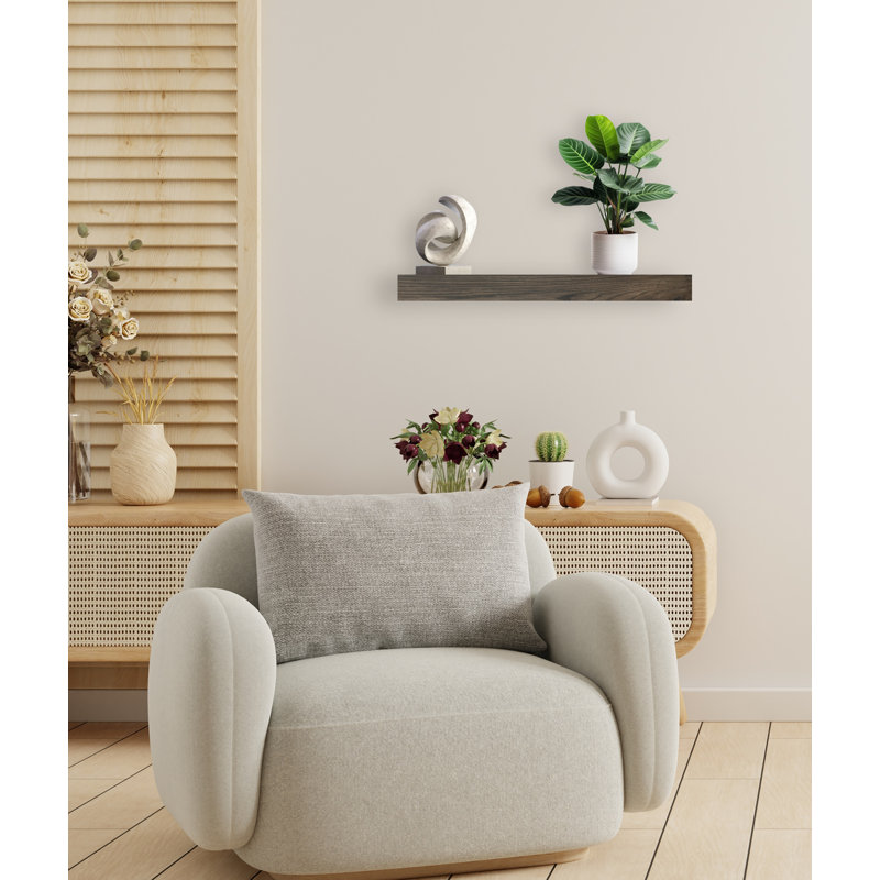 Tablette en bois de chêne Seyon, Gris carbone, H 3 po x l 26 po x P 8 po