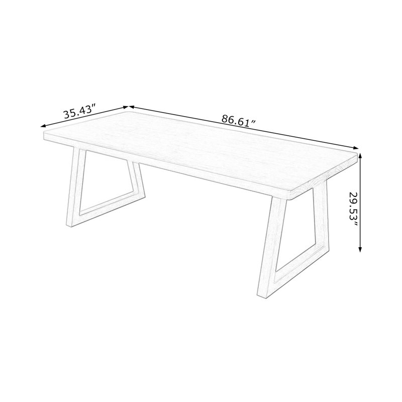Brown Rectangular Solid Wood desk, 29.53" H x 86.61" W x 35.43" D
