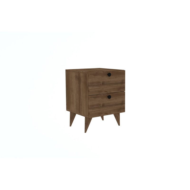 Table de chevet 2 tiroirs Orinda, Brun