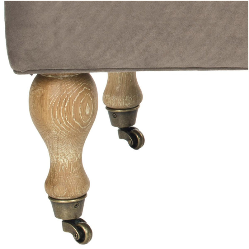 Banc rembourré Hampton, Velours taupe champignon