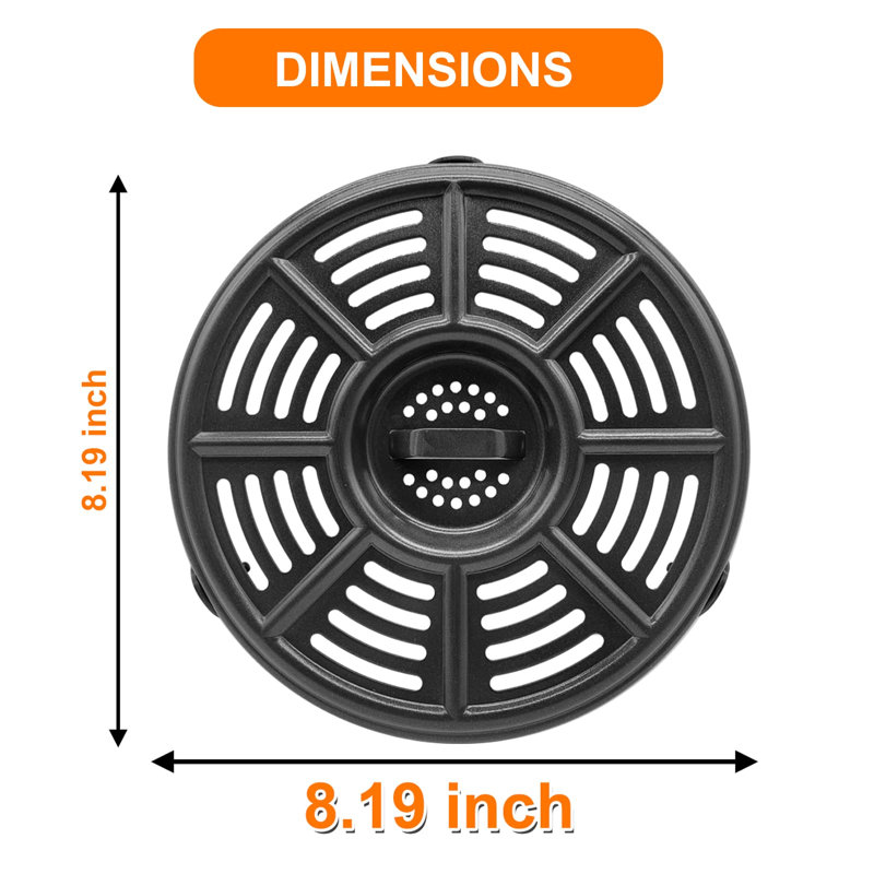 GCQ Air Fryer Accessories for Ninja AF100UK 3.8L 4 in 1 AF160UK 5.2L 6 in 1 AF150 Air Fryer, 8.2 IN Round Food Grade Air Fryer Grill Pan Grill Plate Crisper Plate Replacement Parts Tray Rack 