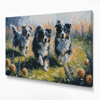 Dogs Australian Shepherd Beige Canvas Wall Art
