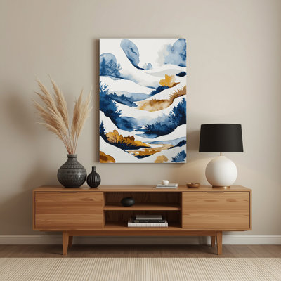 Aquarelle paysage 34, art mural en métal beige