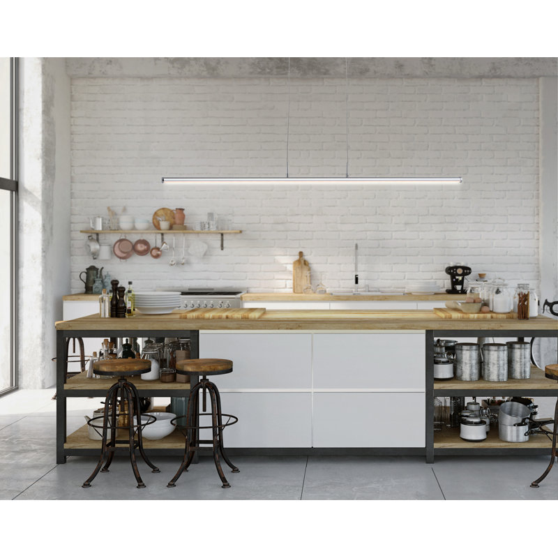 Luminaire suspendu linéaire à 1 lumière à DEL pour îlot de cuisine Denison, Chrome