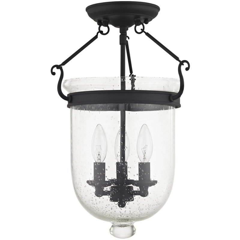 Glass Semi Flush Mount, Black