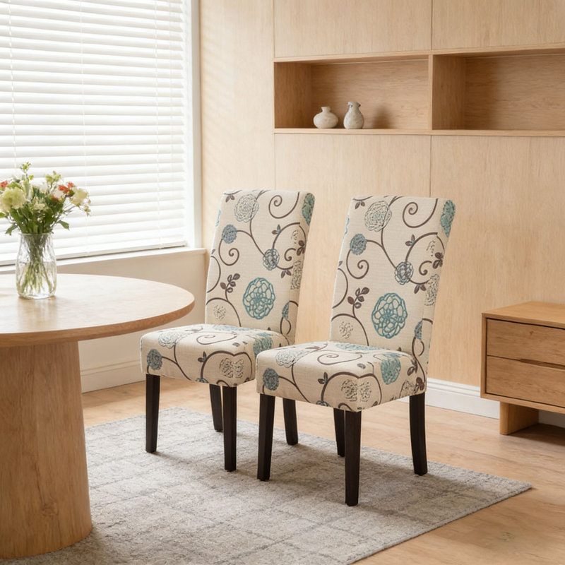 Chaise de salle à manger, Blanc et bleu