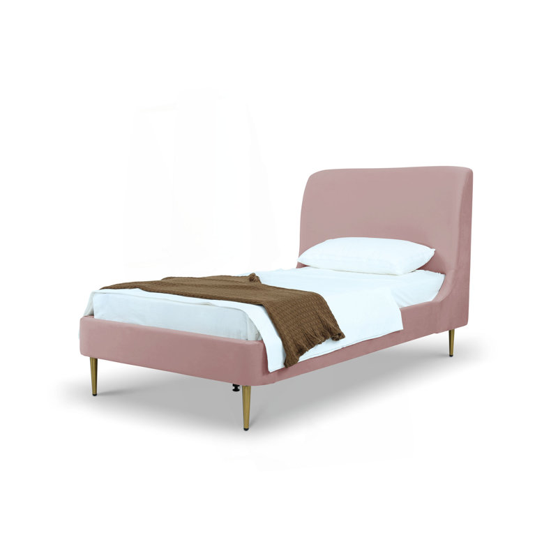 Lit simple en velours Heather, Lit simple, Rosé