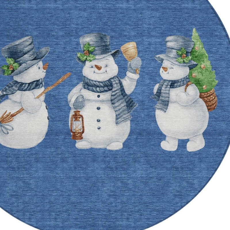 Tapis intérieur lavable enneigé 8 pi bleu marine et ivoire 8 pi