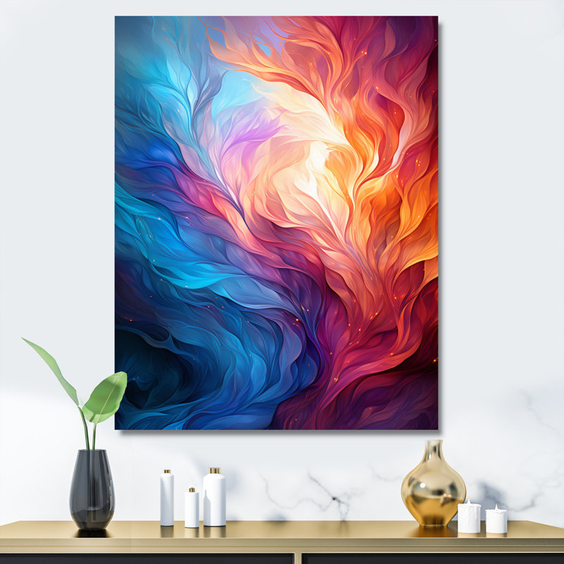 Symphonie infinie abstraite jaune orange sur toile, H 40 po x l 30 po x P 1,5 po, Toile tendue