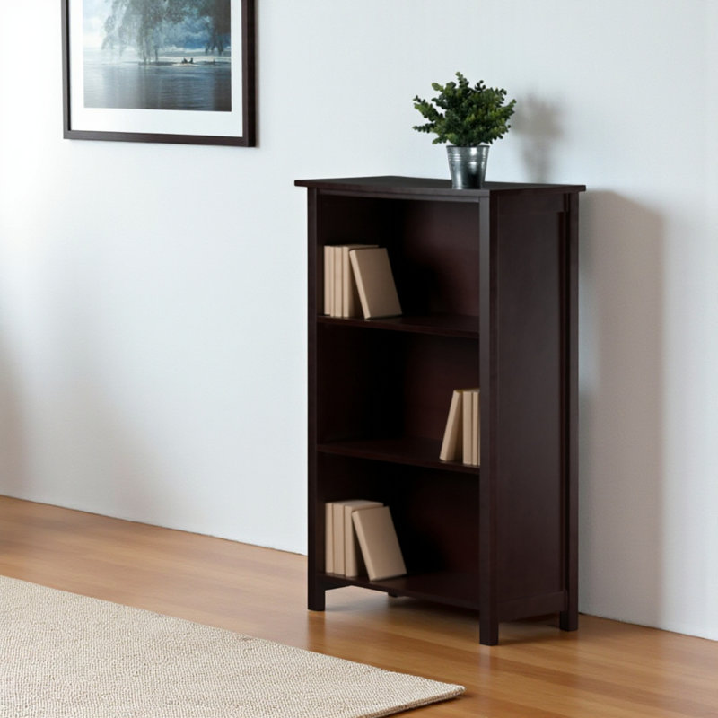 Milan Bookcase with 3 Storage Shelf in Walnut Finish, 42.83" H X 27.84" W X 12.86" D, (4 Shelves) 43” H x 28” W x 13” D