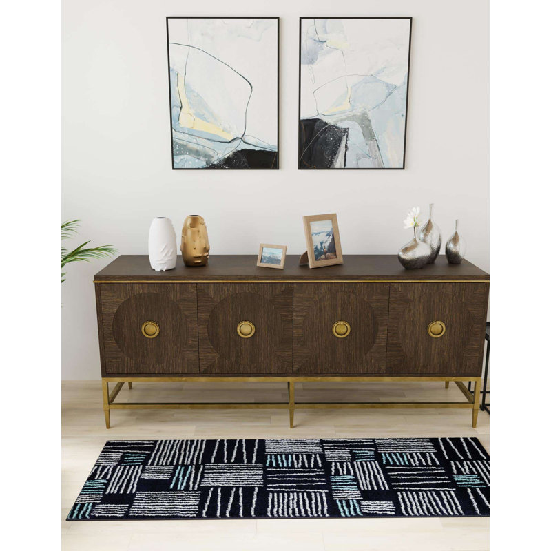 Anaka Synthetic Geometric Indoor Rug, Runner 2'7" x 12'