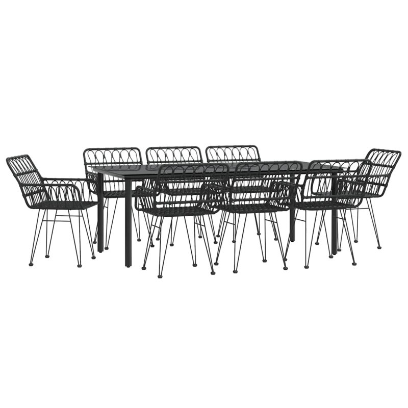 Folkert 8 - Person Patio Dining Set Rectangular Table, Black