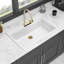Évier de cuisine encastré avec effet cascade 33 x 22 po - Composite de quartz blanc, poste de travail avec robinet extractible et divers accessoires pour composites variés