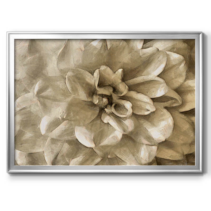 Neutral Wall Flower III, reproduction d'art sur toile encadrée, Argent, H 26 po x l 38 po x P 1,5 po