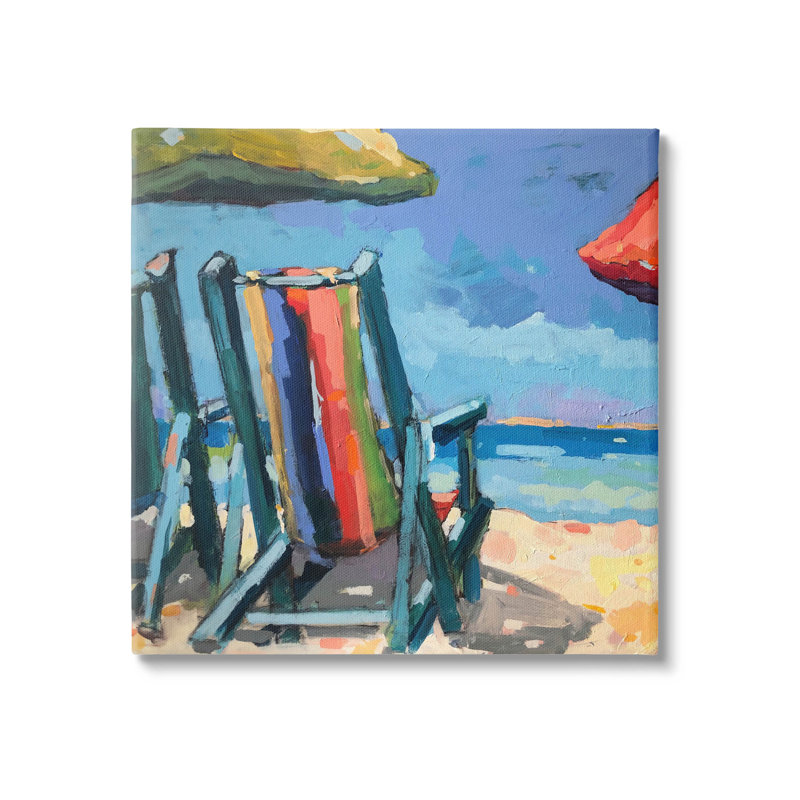 «Vivid Beach Chairs Shoreline», art mural par page Pearson Railsback, H 17 po x l 17 po x P 1,5 po