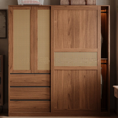 Simple And Elegant Wicker Sliding Wardrobe