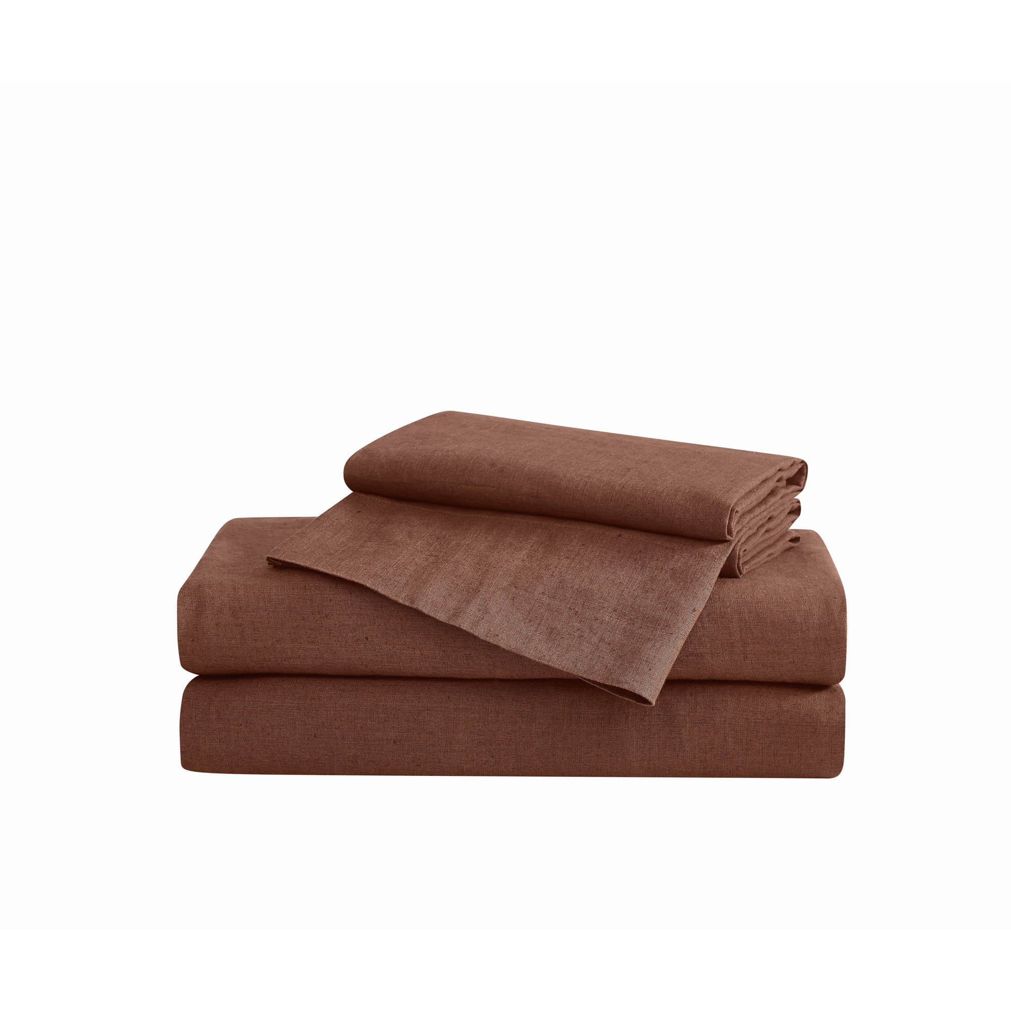 Nena 100% Linen Standard Sheet Set, Brown, Full / Queen