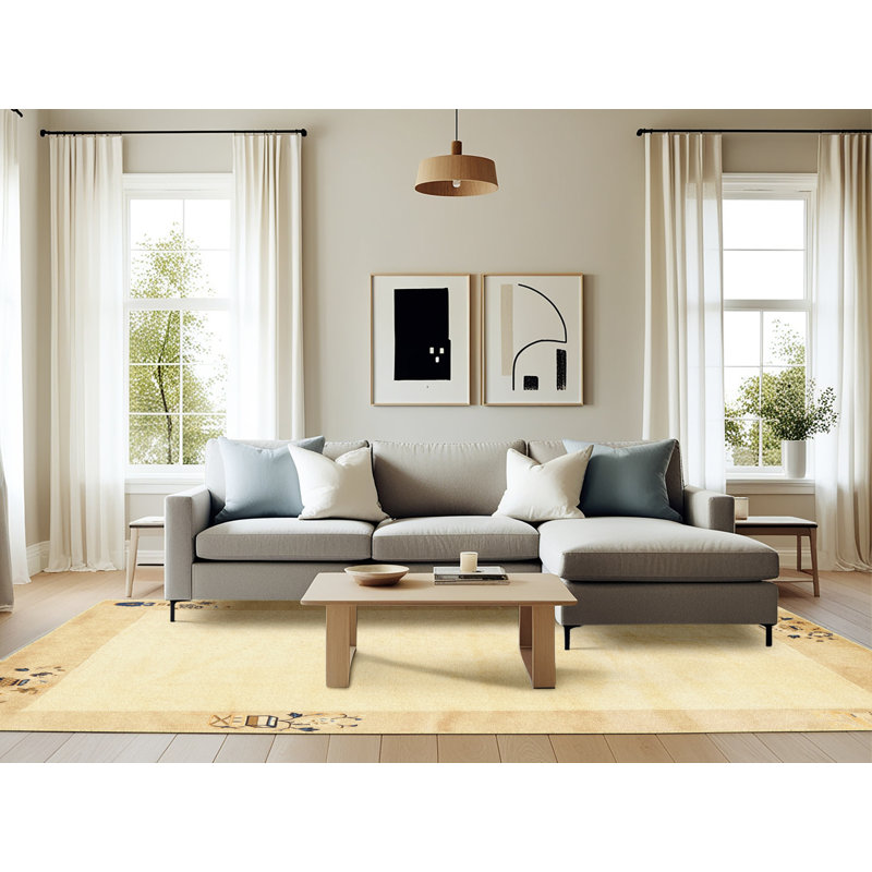 Surface beige contemporaine tapis, Rectangle 6 pi x 9 pi