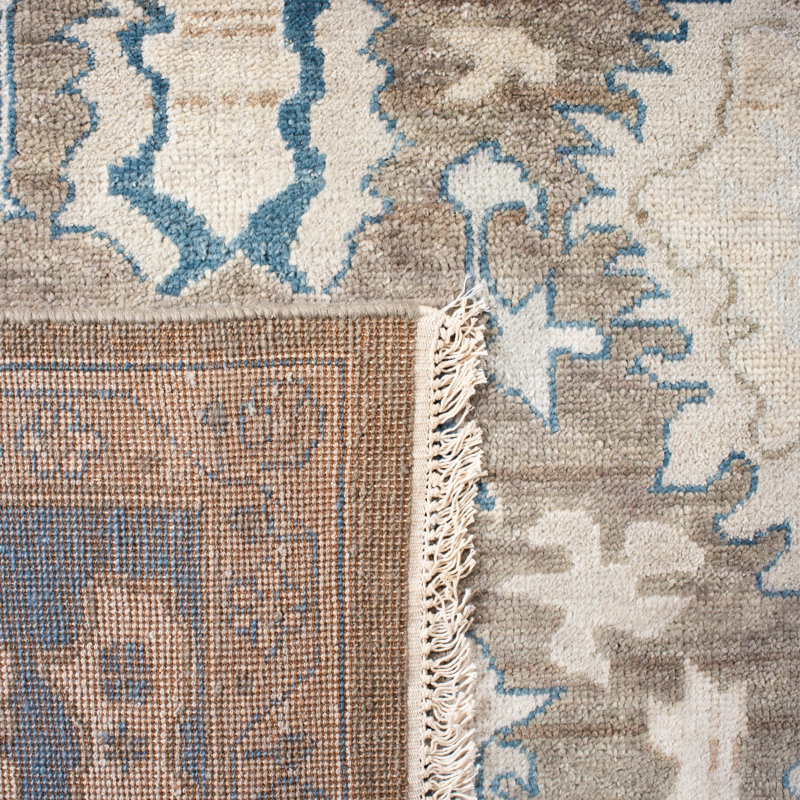 Sultanabad Annecy Hand Knotted Wool/Cotton Blue Area Rug, Rectangle 8' x 10'