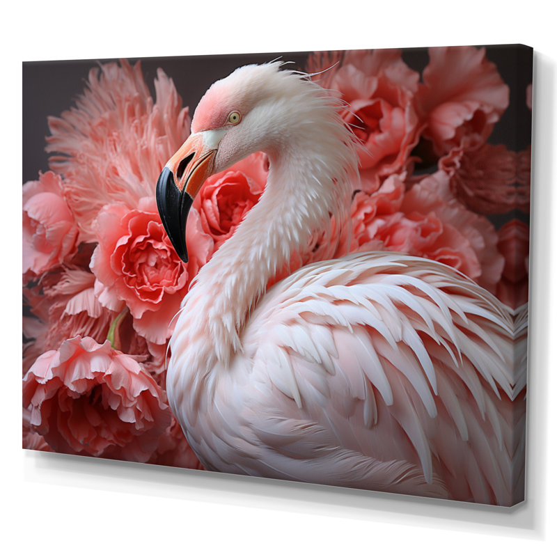 Flamant rose élégance I - imprimé, Toile tendue, H 30 po x l 40 po x P 1,5 po