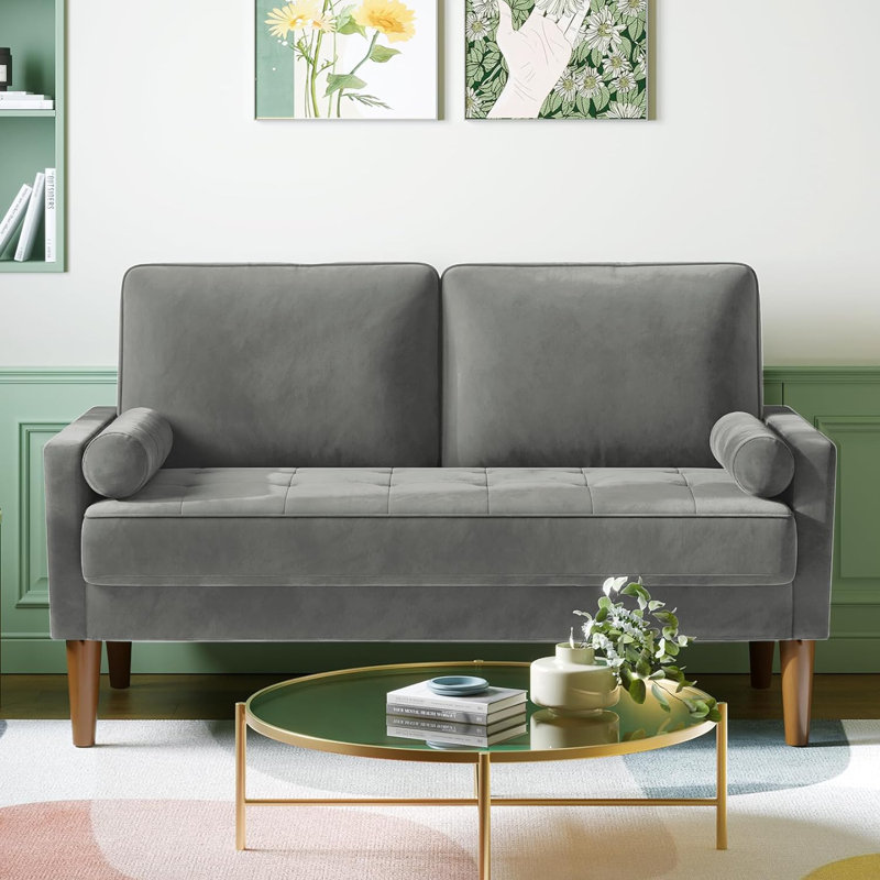 Collierville 2 Seater Velvet Sofa, Grey Velvet