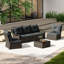 Ensemble de conversation en osier pour 5 personnes avec table basse en osier Lyerly-655801191-655801194