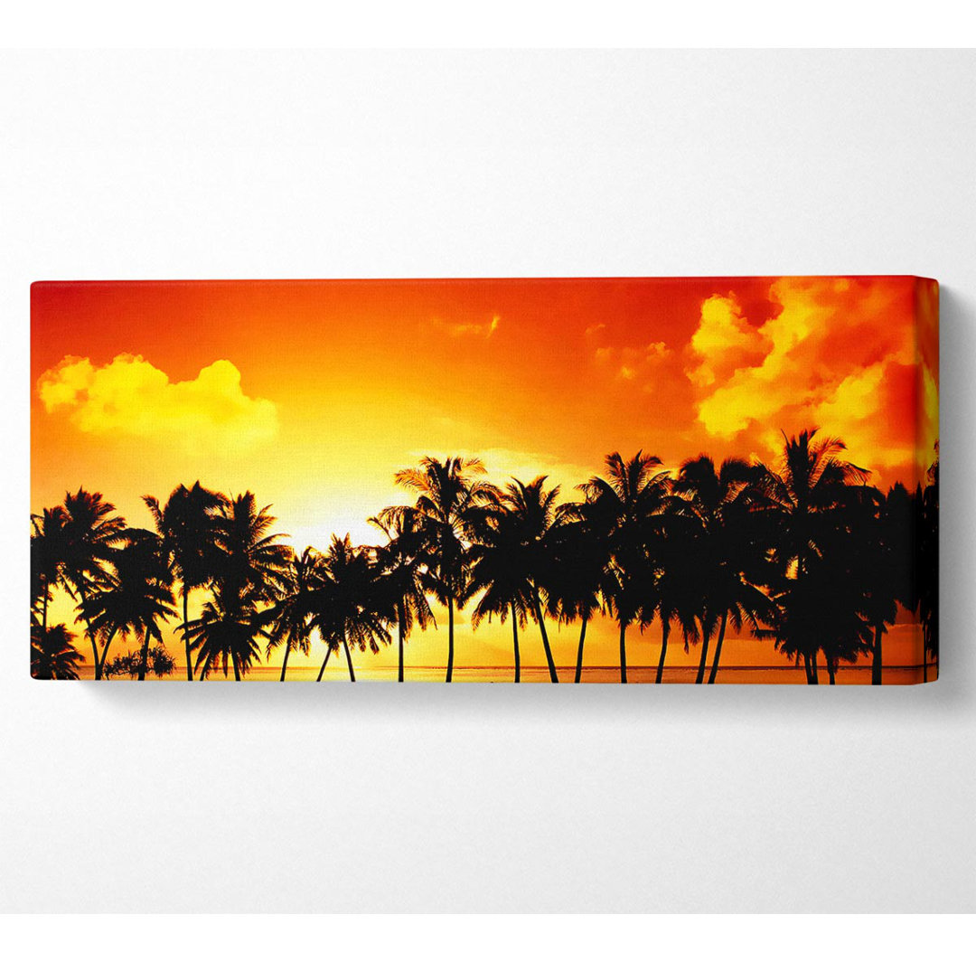 Orange Palm Tree Sunset - Kunstdrucke auf Leinwand