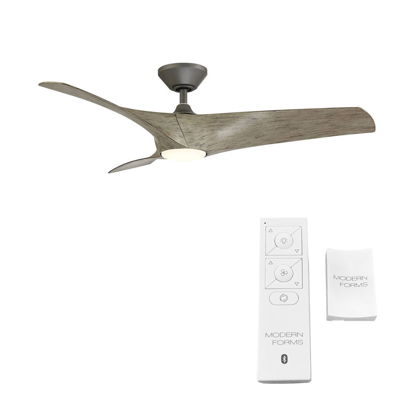 Zephyr 3 - Blade Outdoor/Indoor Smart Ceiling Fan with Light Kit And Remote Control Included, 52", Graphite/Weathered Gray