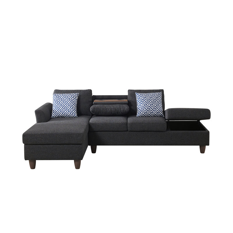 Unités de rangement cachées et coussins décoratifs assortis pour maisons modernes, Noir/gris