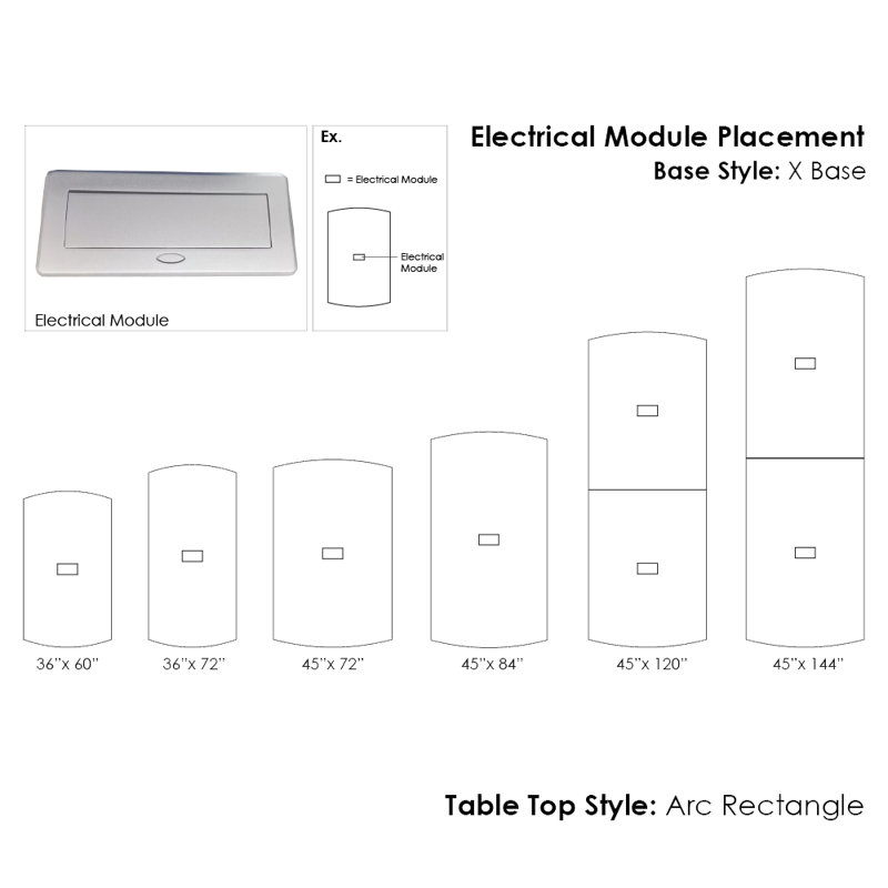 Table de conférence Pavert Arc Unité électrique, Argent, Cyprès noir, H 30 po x l 120 po x P 48 po