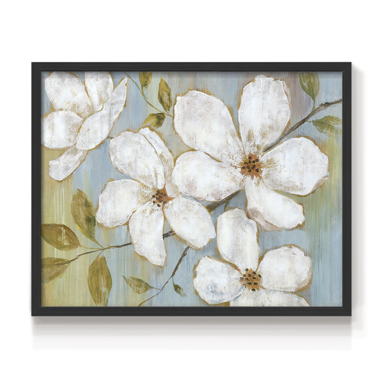 Fleurs blanches - impression encadrée - réversible, H 11 po x l 14 po, Noir, noir, noir, noir
