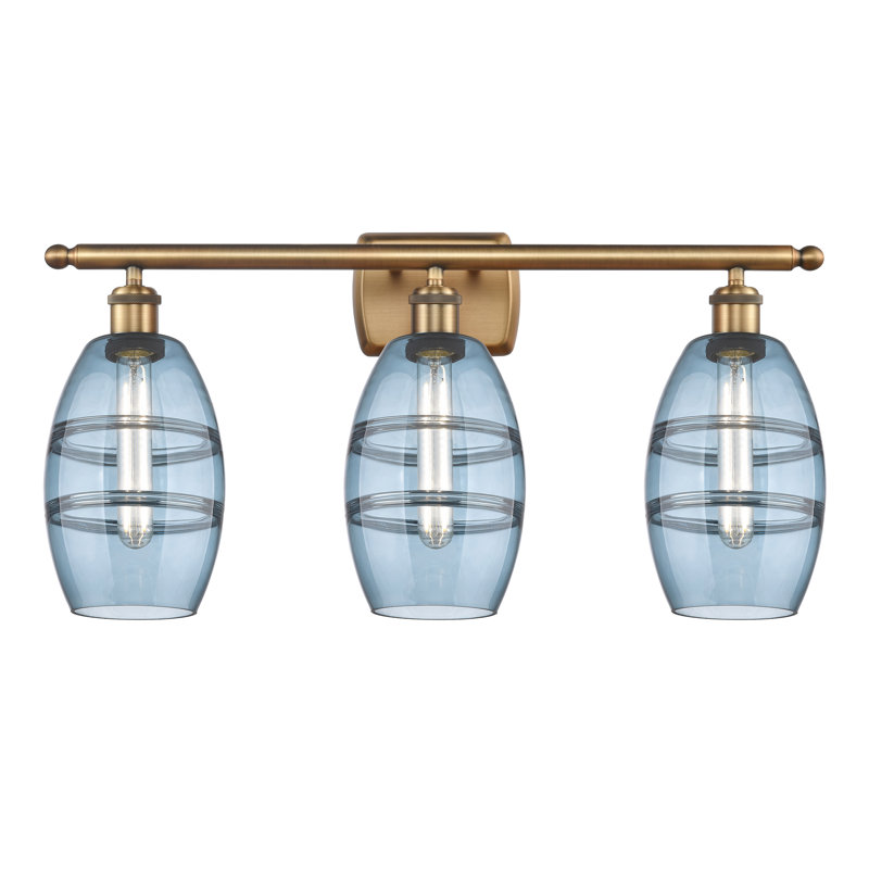 Bettylou 3 - Light Dimmable Vanity Light, Brushed Brass, Princess Blue