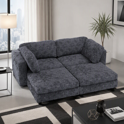 Canapé modulaire modulaire, siège de canapé convertible avec rangement, ensemble canapé-lit modulaire, combinaisons modulaires flexibles en tissu pour le salon (4 sièges)