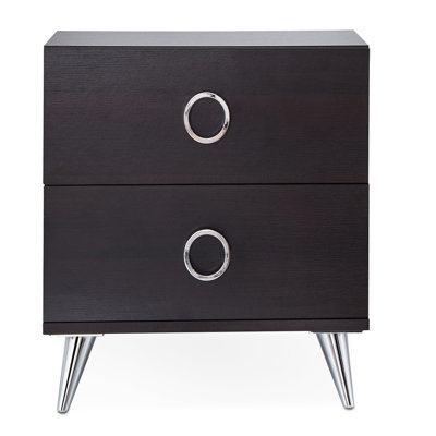 2 tables d'appoint pour les coins et les salons confortables - pieds argentés modernes, tiroirs spacieux appartements contemporains idéaux, finition des pieds