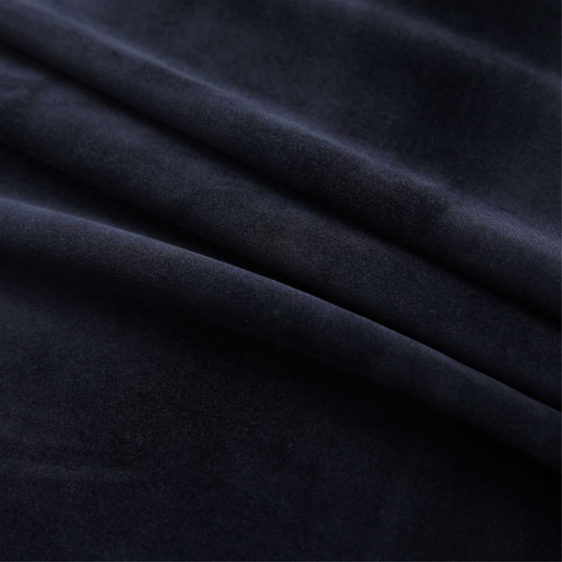 Bertello Velvet Blackout Curtains with Rings, 54" W x 63" L, Black