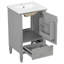 Meuble-lavabo de 20 po avec lavabo en céramique, pieds en bois massif, meuble-lavabo autoportant avec armoire de rangement, tiroirs et portes à fermeture en douceur, support de rangement-1315829080