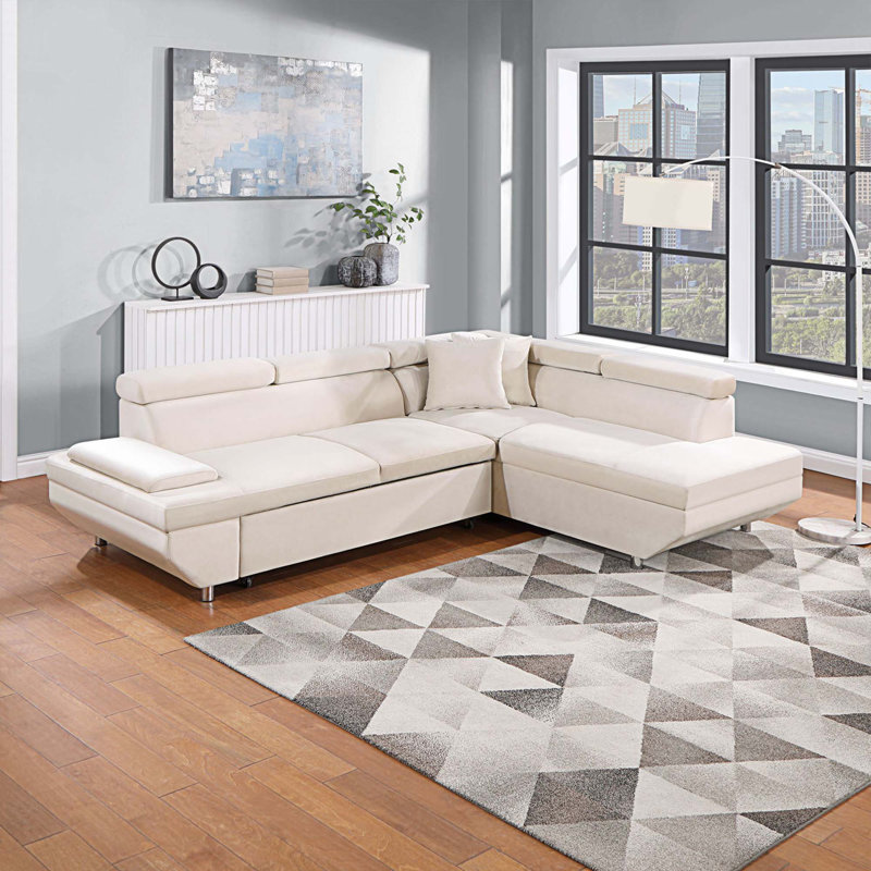 Harrower 104.72'' Armless Sofa Chaise, Beige Fabric