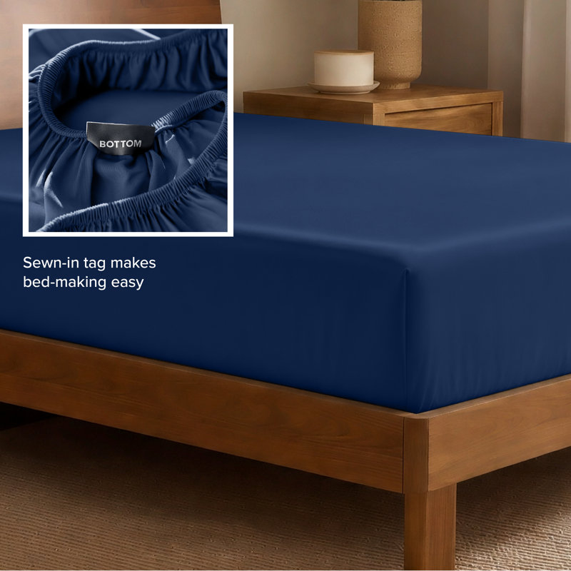 Drap-housse en rayonne de bambou, Drap-housse de taille très grand, Bleu foncé