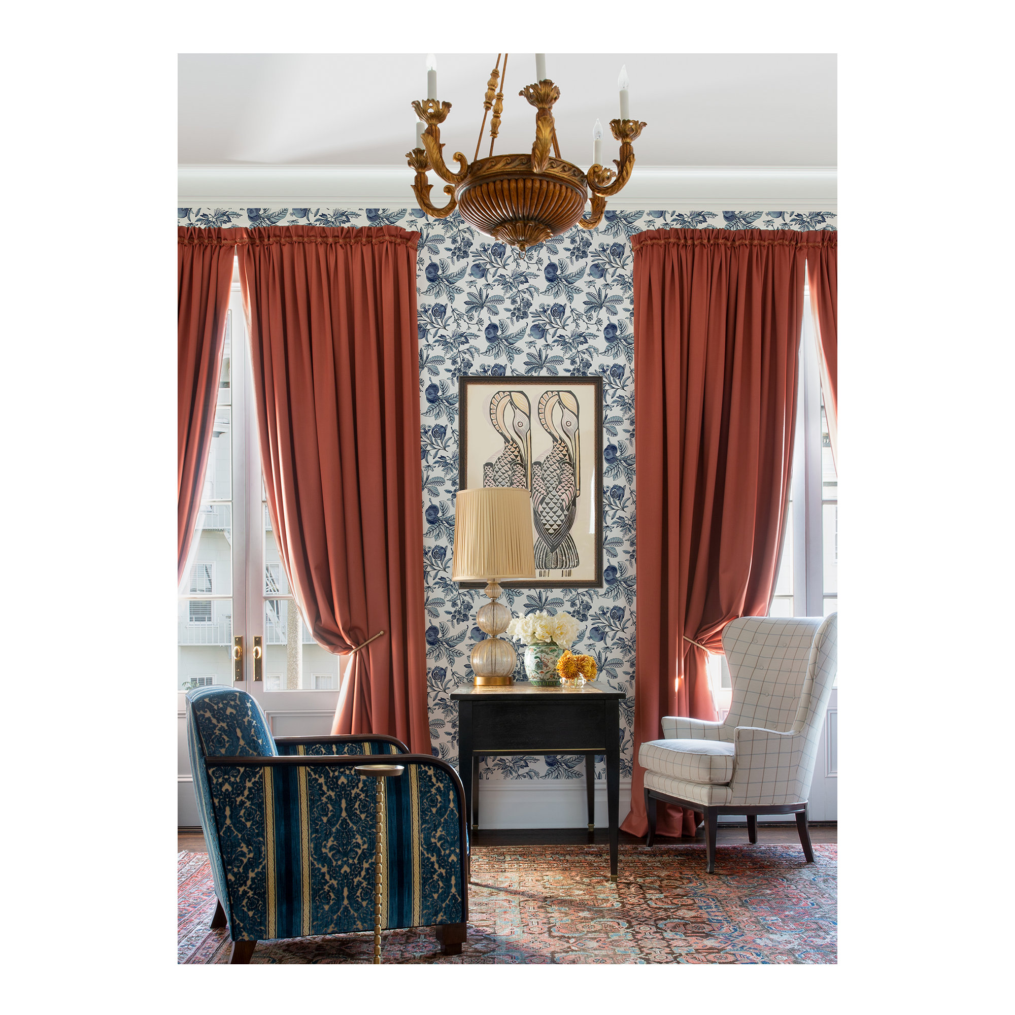 Lucier Fruit Wallpaper, Blue