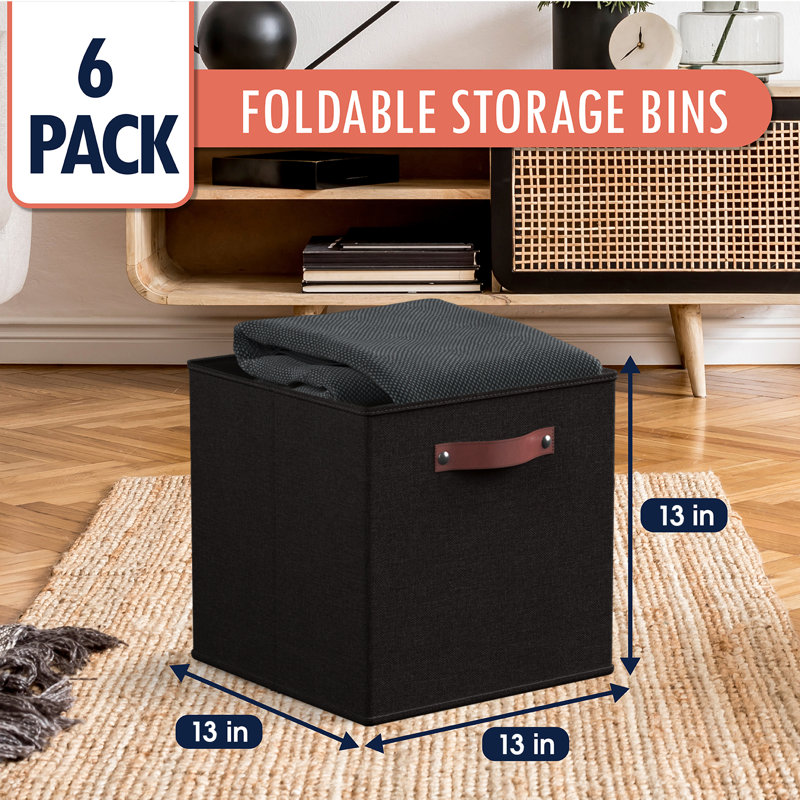 Ensemble de bacs de rangement en tissu, Noir, H 11 po x l 11 po x P 11 po