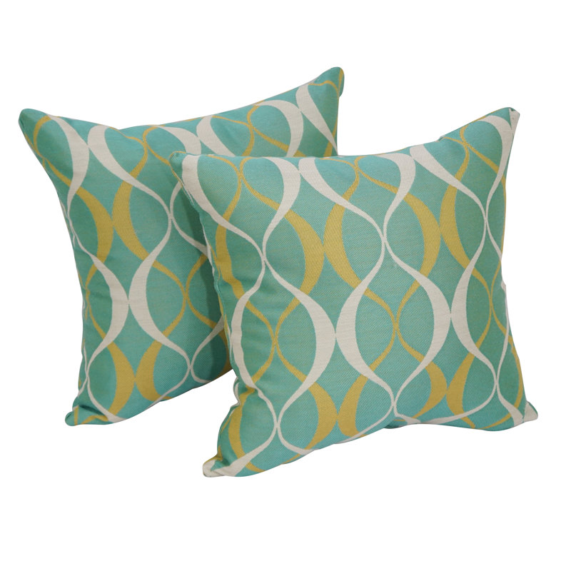 Premium Jacquard Outdoor Cushions Outdoor Square Pillow Cover & Insert, Teal