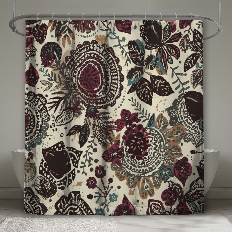 Rideaux de douche à motif floral, L 70 po x H 72 po