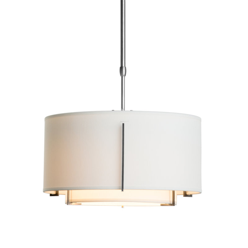 Exos 1 - Light Unique/Statement Drum Pendant, Natural Anna, Sterling