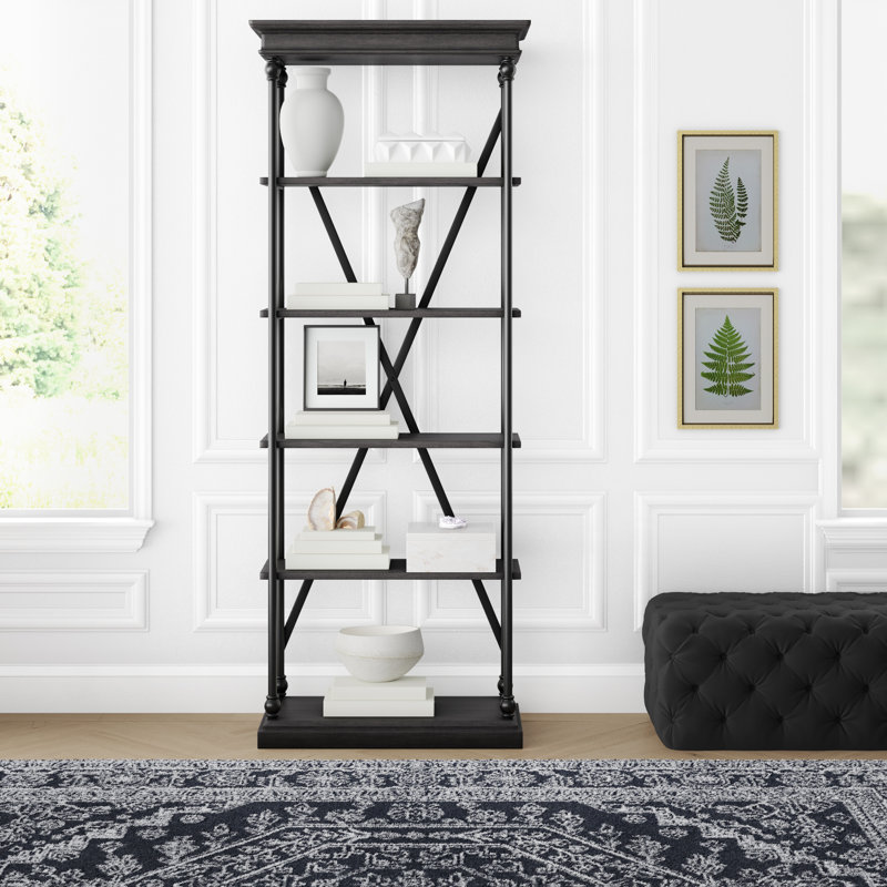 Kyler Etagere Bookcase, Black