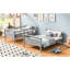 Lit superposé simple au-dessus d'un lit double gris, offrant un lit de chambre à coucher maximum, garde-corps gris pour une sécurité inégalée-723459973