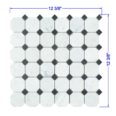 Octagon and Dot Marble Mosaic Wall & Floor Tile