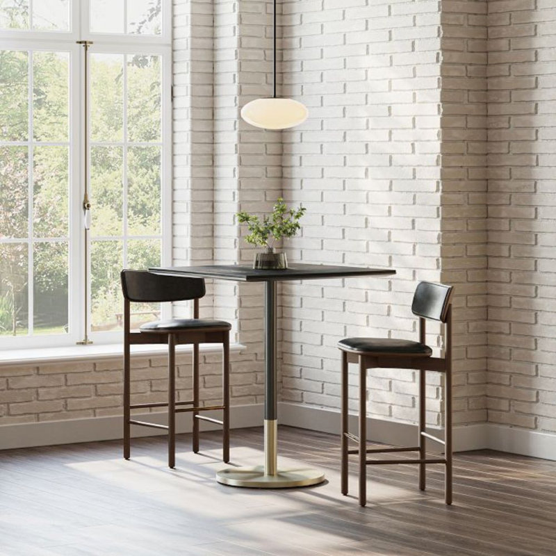 Rayma Faux Marble Top Metal Base Dining Table, Black