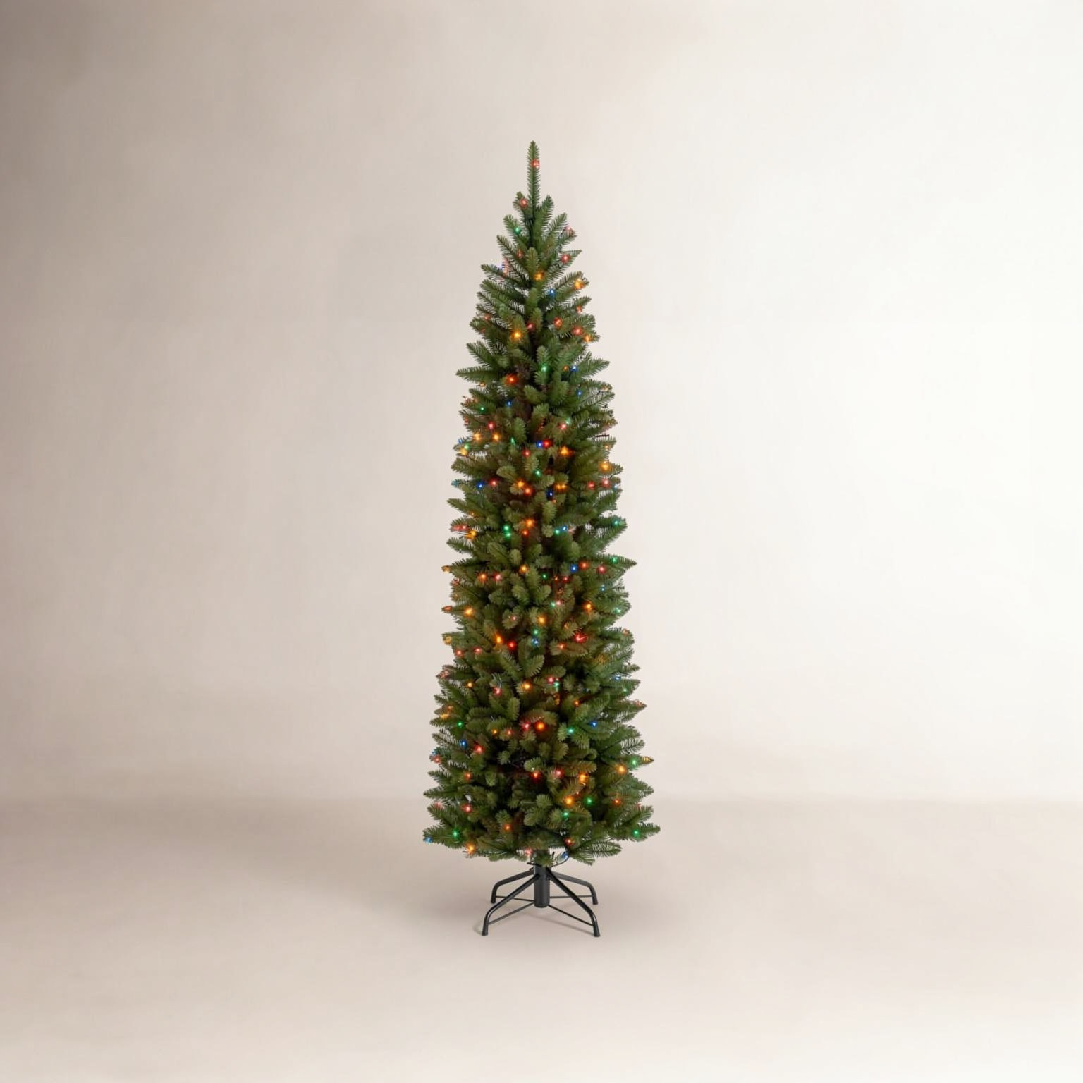 The Holiday Aisle® Kingswood Fir Pencil Tree with Multicolor Lights, 7.5'
